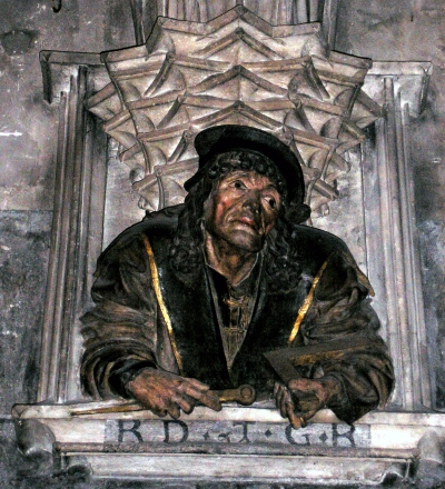 Anton Pilgra: Selbstportrt im Wiener Stephansdom, 1515